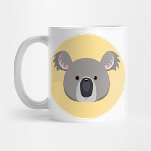 Cute grey koala baby face with yellow background Mug